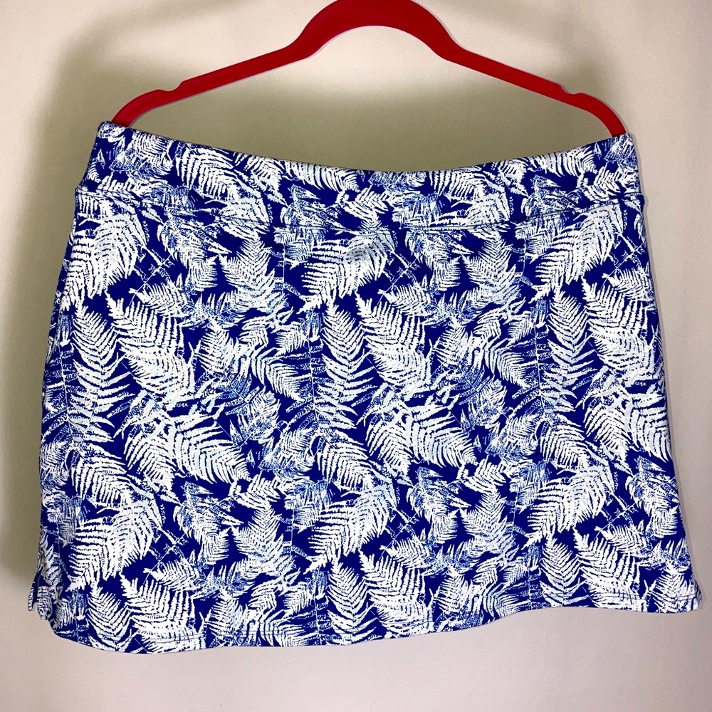 NWOT Tranquility by Colorado Clothing Skort Sz XL Blue Fern Leaves Print